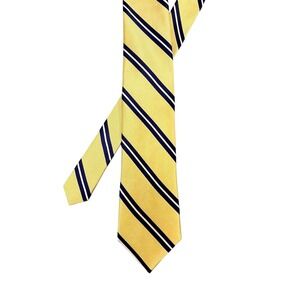 Club Room Yellow Striped Necktie Mens OS Silk Stripe Navy White
